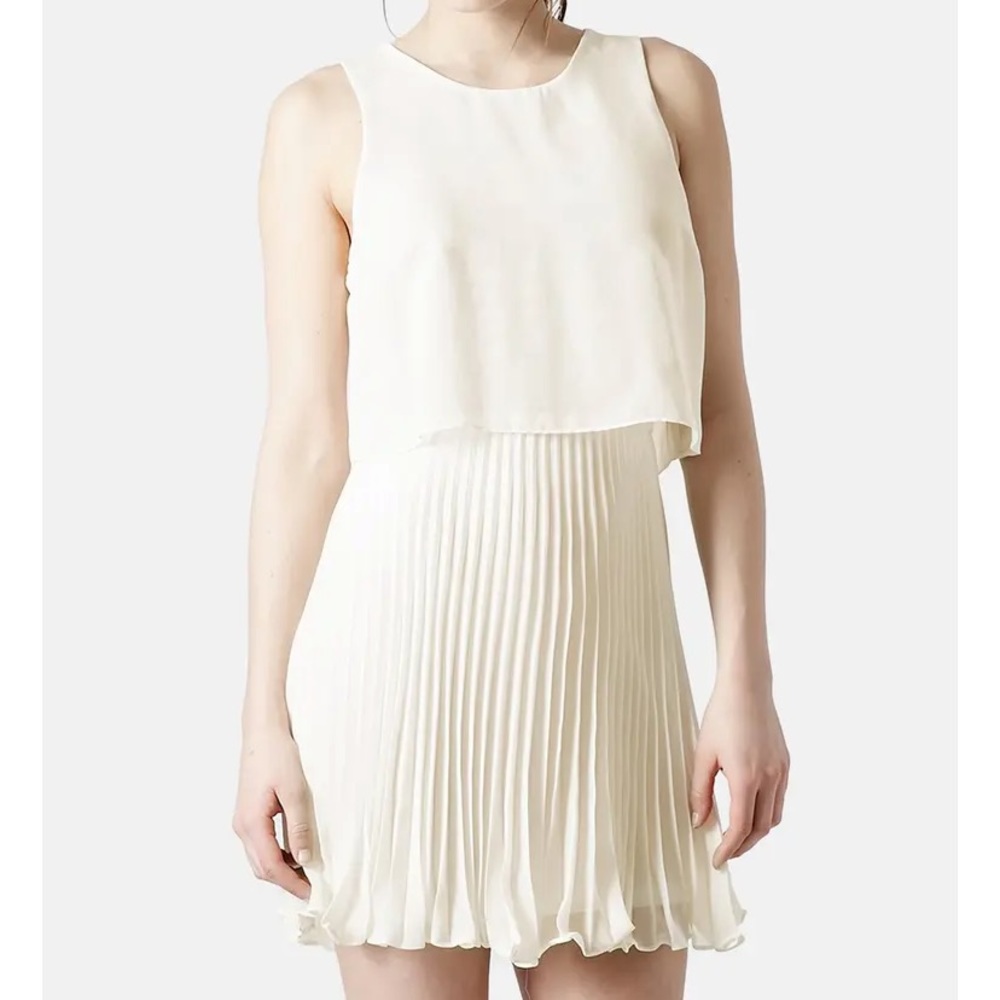 Topshop pleated overlay dress - nude